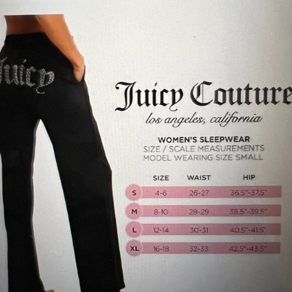 Juicy Couture Track Pant Bottoms X-Large Sweatpants Sleep Velour Gems Stud Bling - Picture 4 of 4